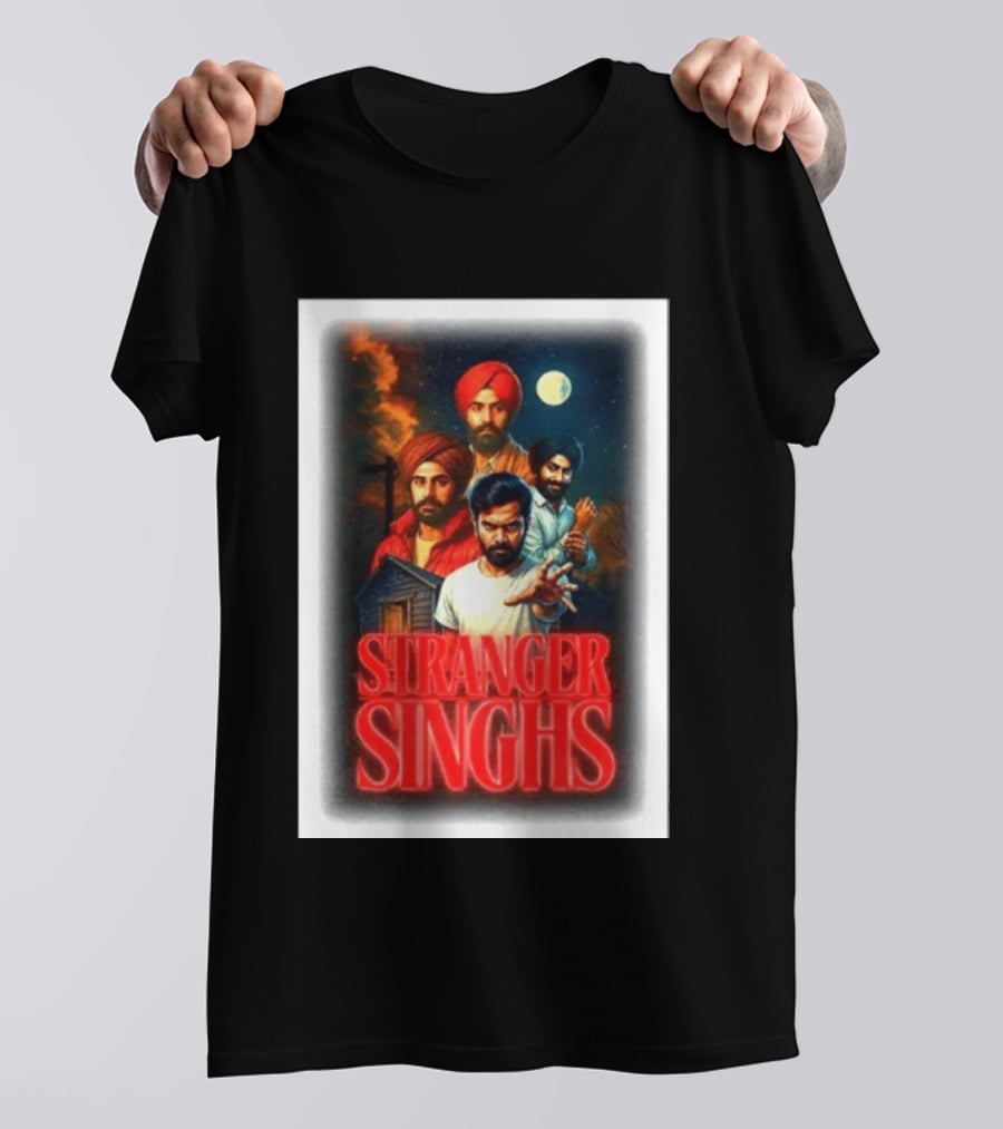 Stranger Singhs Indian Series With Turbaned Characters And Moonlit Sky T-Shirt