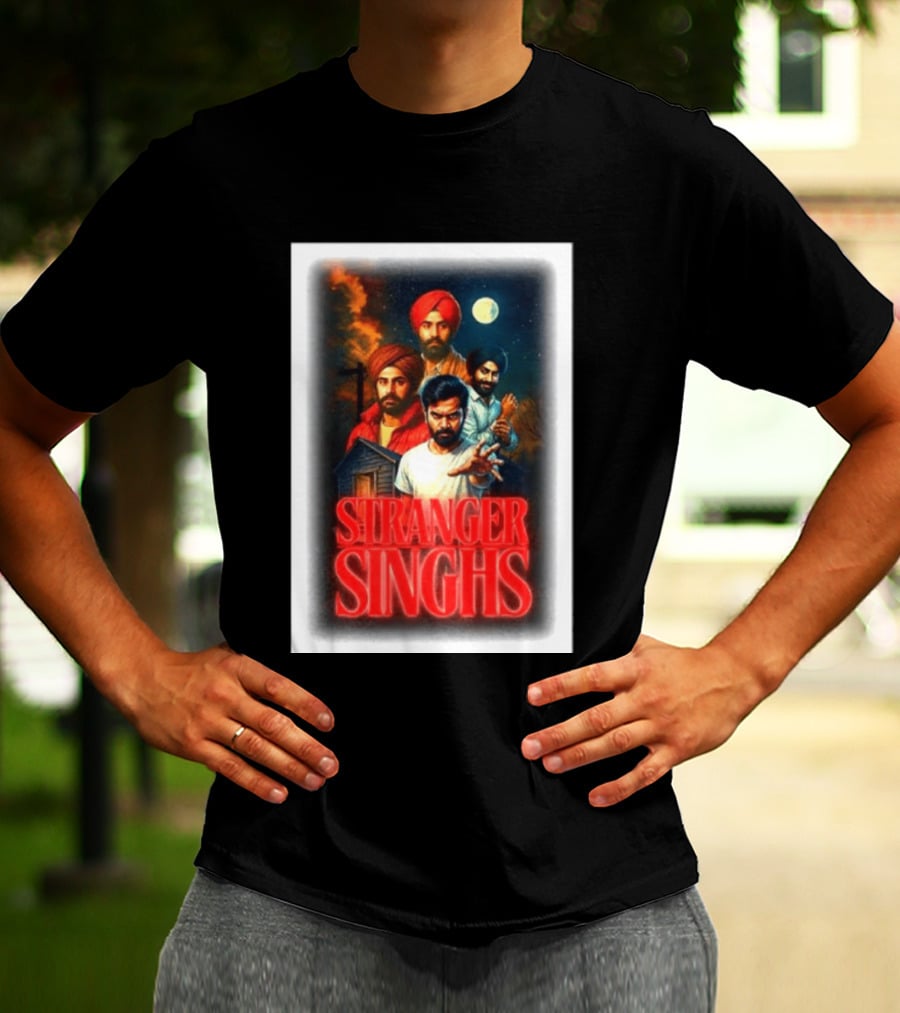 Stranger Singhs Indian Series With Turbaned Characters And Moonlit Sky T-Shirt