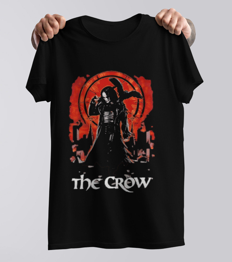 The Crow Brandon Lee Gothic Movie Iconic Dark Aesthetic With Red T-Shirt