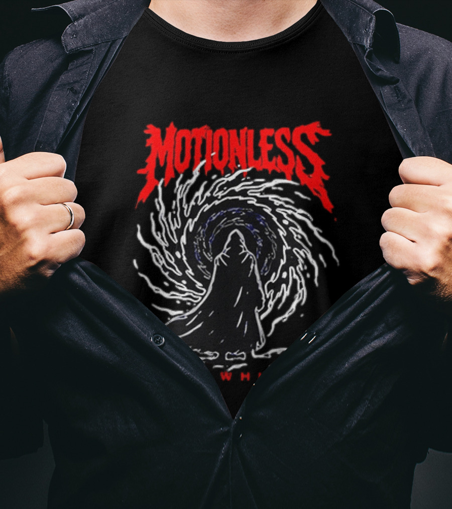 Motionless In White MIW The Sweat And Blood Tour 2026 Be Not Afraid Of The Dark Cloaked Figure Spiral T-Shirt