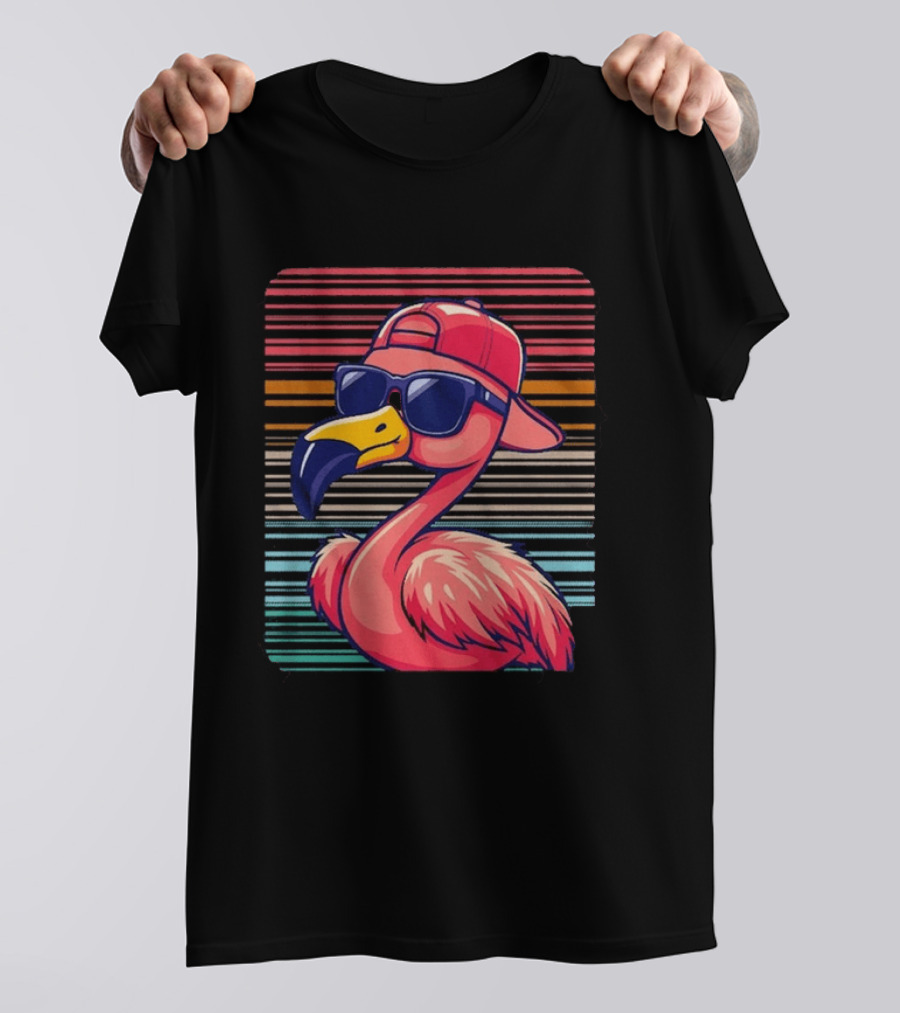 Flamingo Cool Vibes Sunglasses And Cap T-Shirt