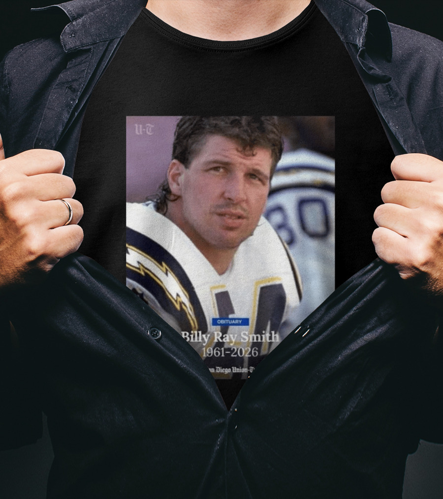 Billy Ray Smith 1961 2026 San Diego Chargers Obituary Tribute San Diego Union Tribune T-Shirt