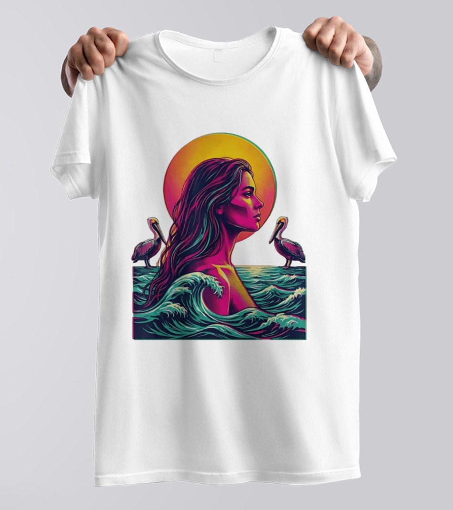 Gulf Coast Sunset Pelican Waves Woman T-Shirt