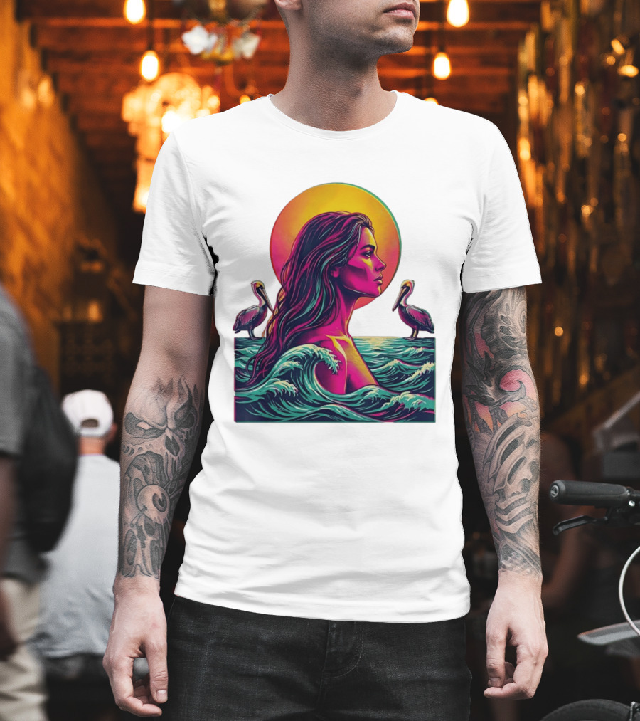 Gulf Coast Sunset Pelican Waves Woman T-Shirt