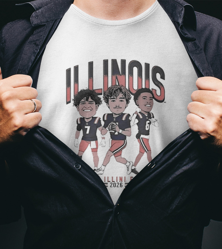 Illinois Fighting Illini Football 2026 Caricature Players Team Spirit T-Shirt