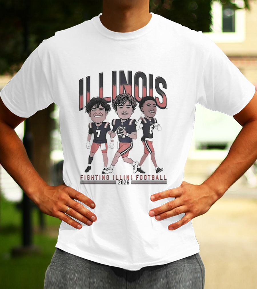 Illinois Fighting Illini Football 2026 Caricature Players Team Spirit T-Shirt