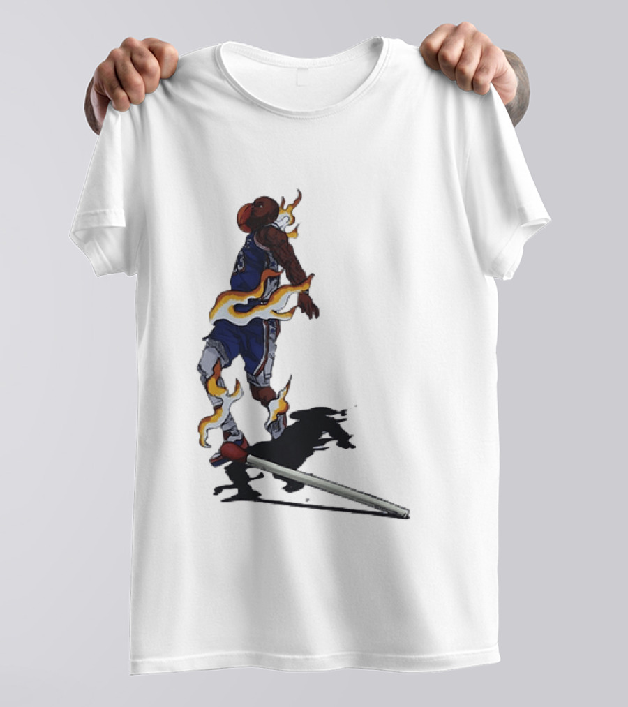 LeBron James Basketball Player Fiery Dunk Match Stick T-Shirt