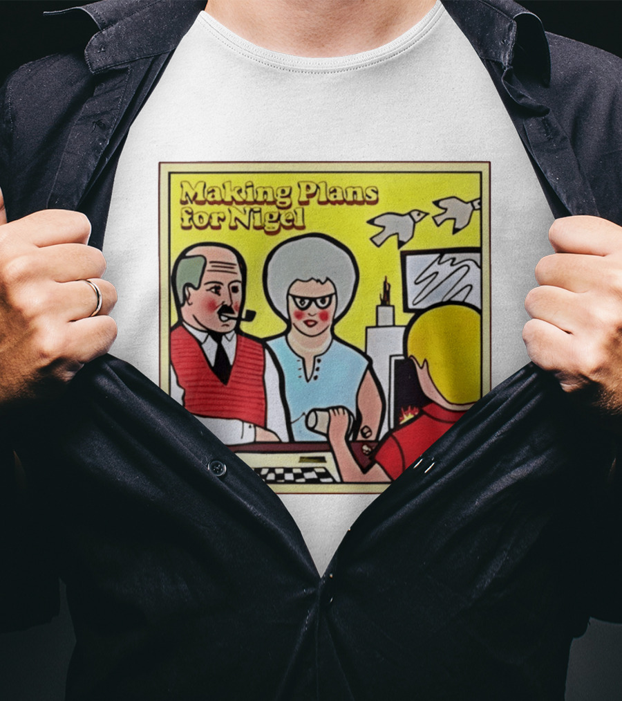 Making Plans For Nigel XTC New Wave English Rock Scene Yellow Background Birds Family T-Shirt