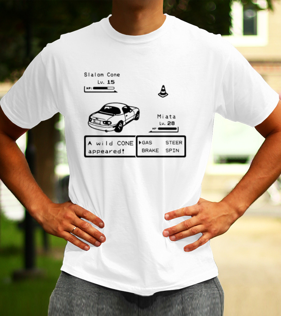 Miata Mazda NA A Wild Cone Appeared Pokemon Slalom Cone Gas Steer Brake Spin T-Shirt