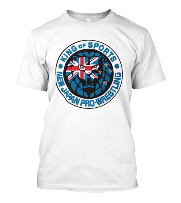New Japan Pro Wrestling King Of Sports Lion Mark Icon With Union Jack And Stars T-Shirt
