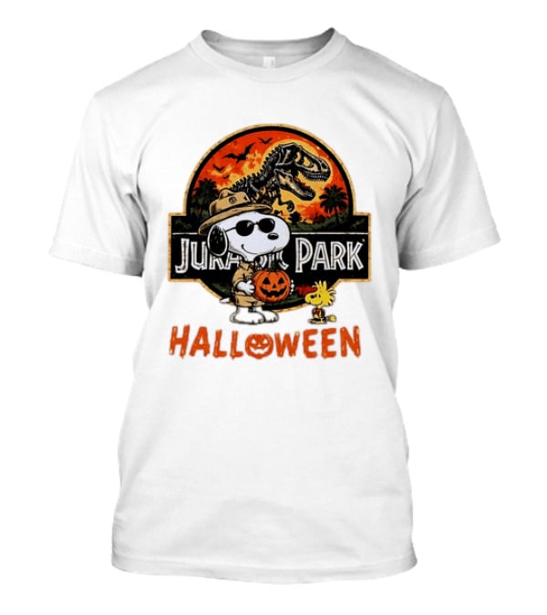 Snoopy Woodstock Jurassic Park Halloween Pumpkin T-Shirt
