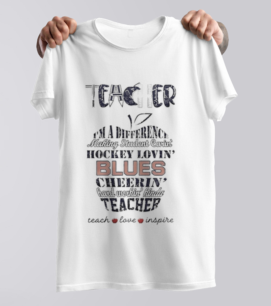 Teacher Difference Maker Hockey Lovin St Louis Blues Teacher T-Shirt