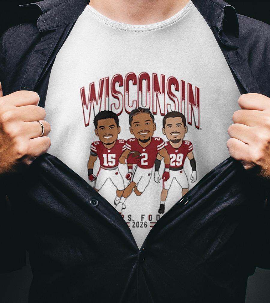 Wisconsin Badgers Football 2026 Players Caricature Team Spirit T-Shirt