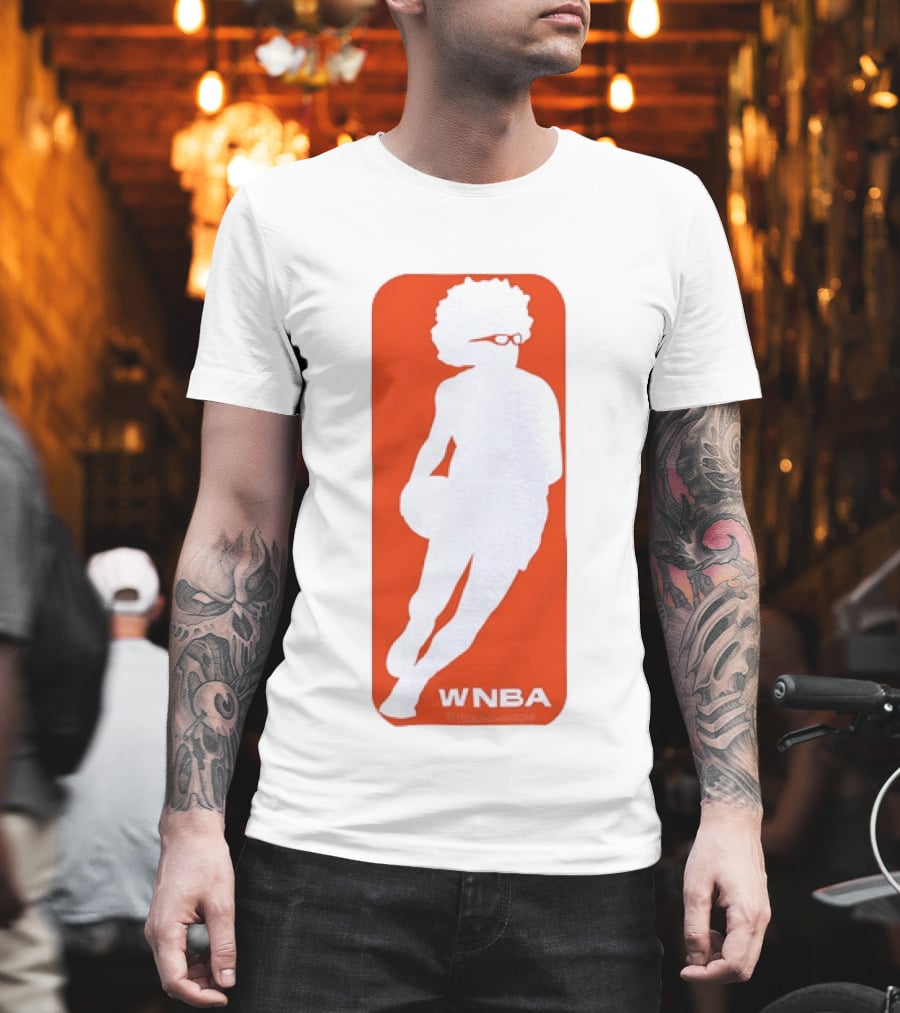 WNBA Maplewedgie Basketball Player White Silhouette On Orange T-Shirt