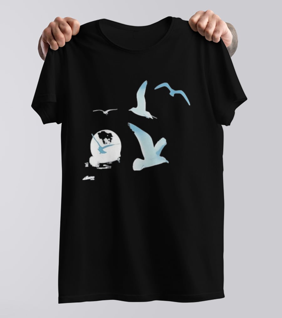 1989 Seagull Boxy Flock In Flight Retro Aesthetic T-Shirt