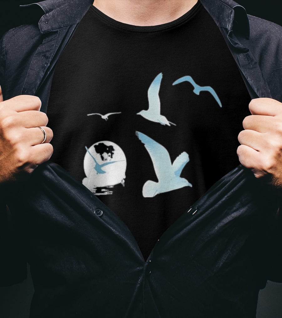 1989 Seagull Boxy Flock In Flight Retro Aesthetic T-Shirt