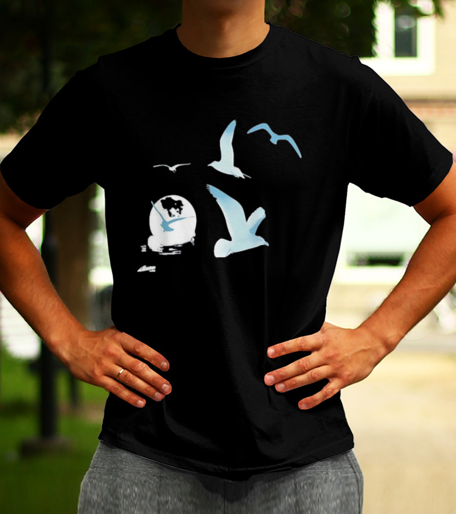 1989 Seagull Boxy Flock In Flight Retro Aesthetic T-Shirt