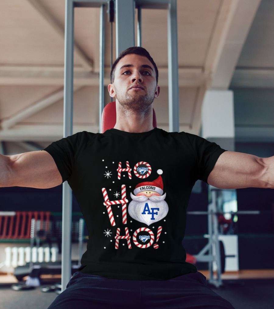 Air Force Falcons Christmas Santa Ho Ho Ho Peppermint Letters T-Shirt