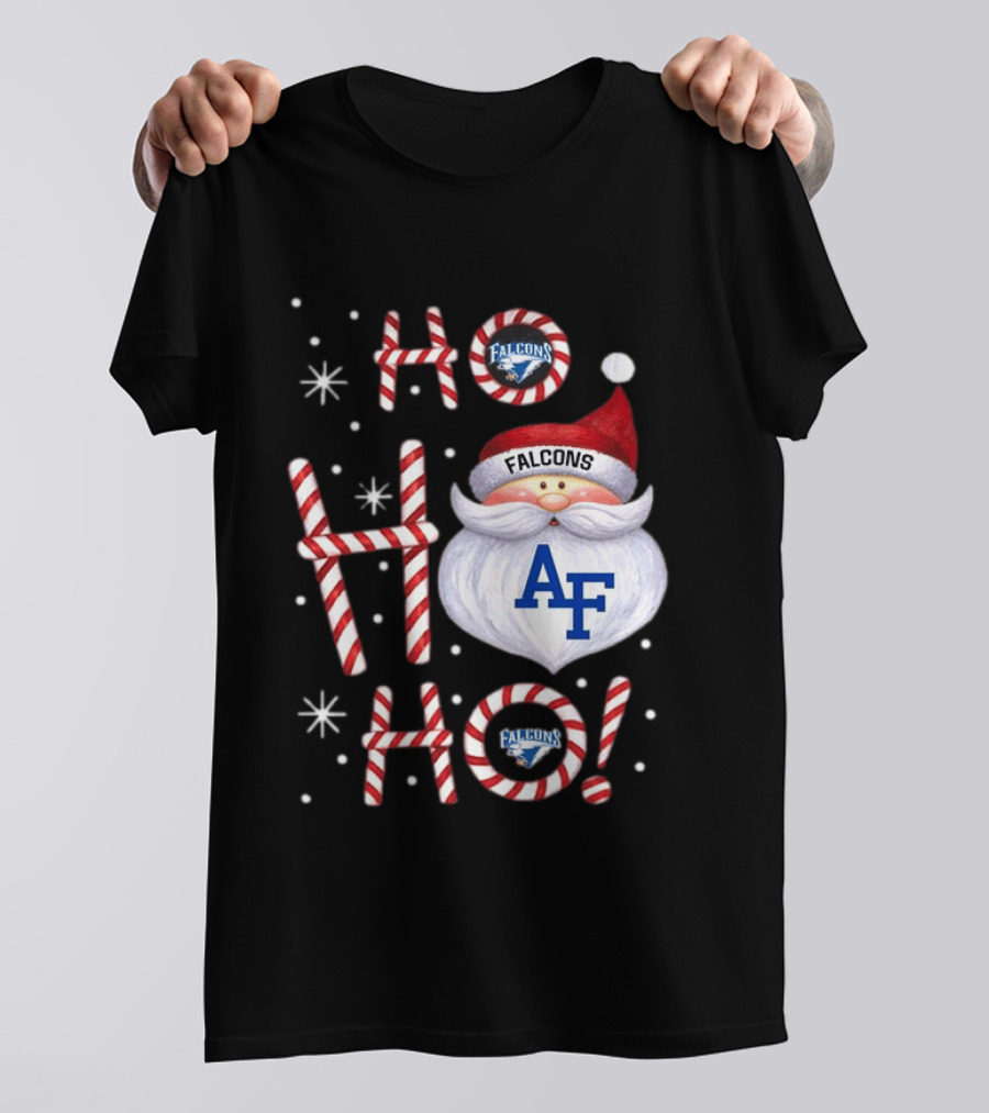 Air Force Falcons Christmas Santa Ho Ho Ho Peppermint Letters T-Shirt