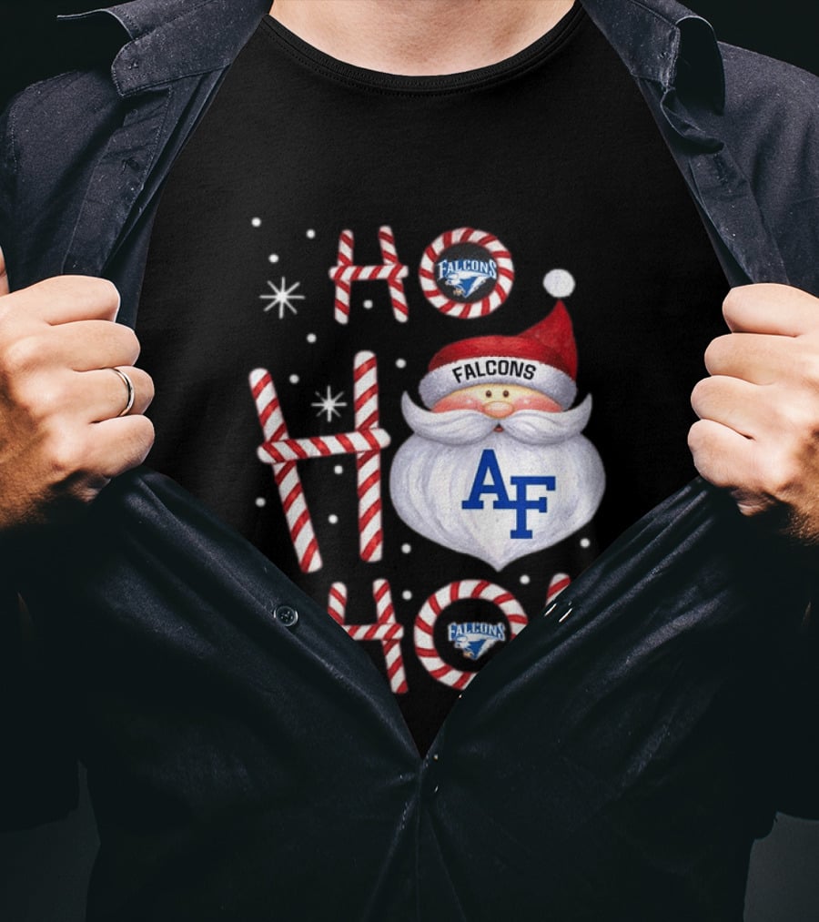 Air Force Falcons Christmas Santa Ho Ho Ho Peppermint Letters T-Shirt