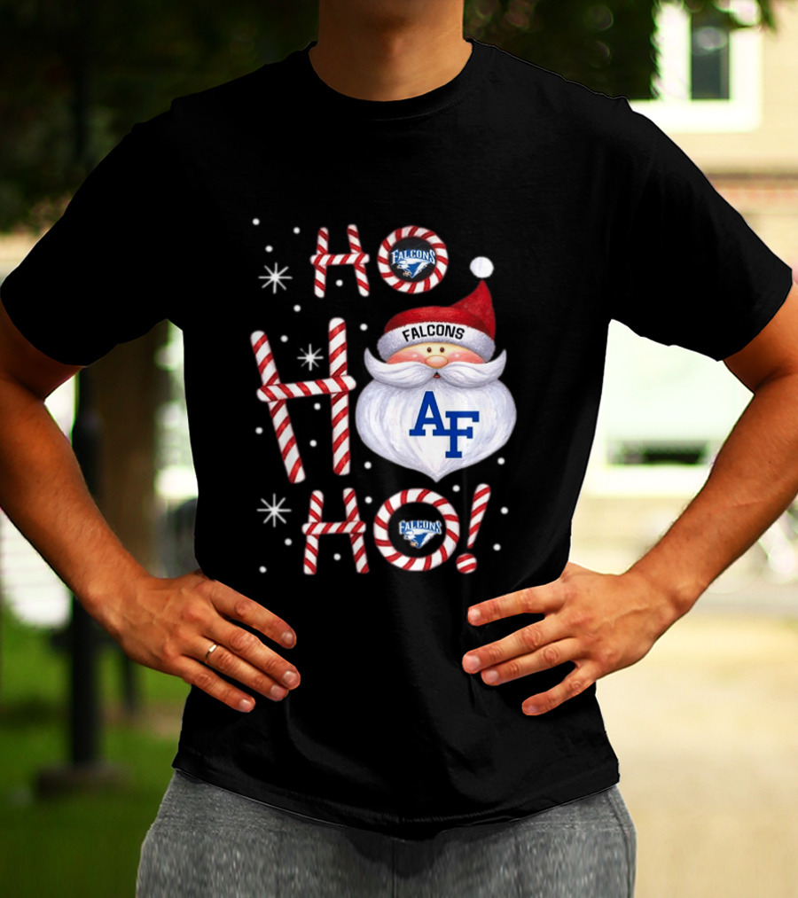 Air Force Falcons Christmas Santa Ho Ho Ho Peppermint Letters T-Shirt