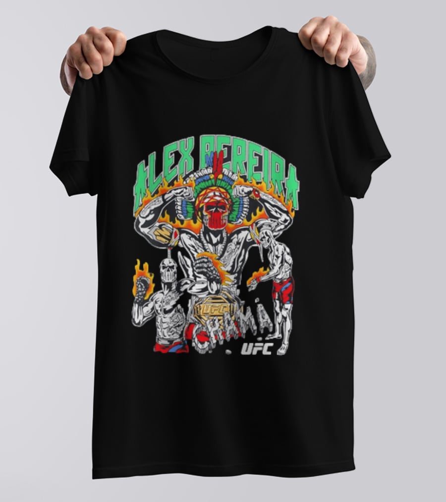 Alex Pereira Chama UFC Fighter Art With Flames And Traditional Headdress T-Shirt