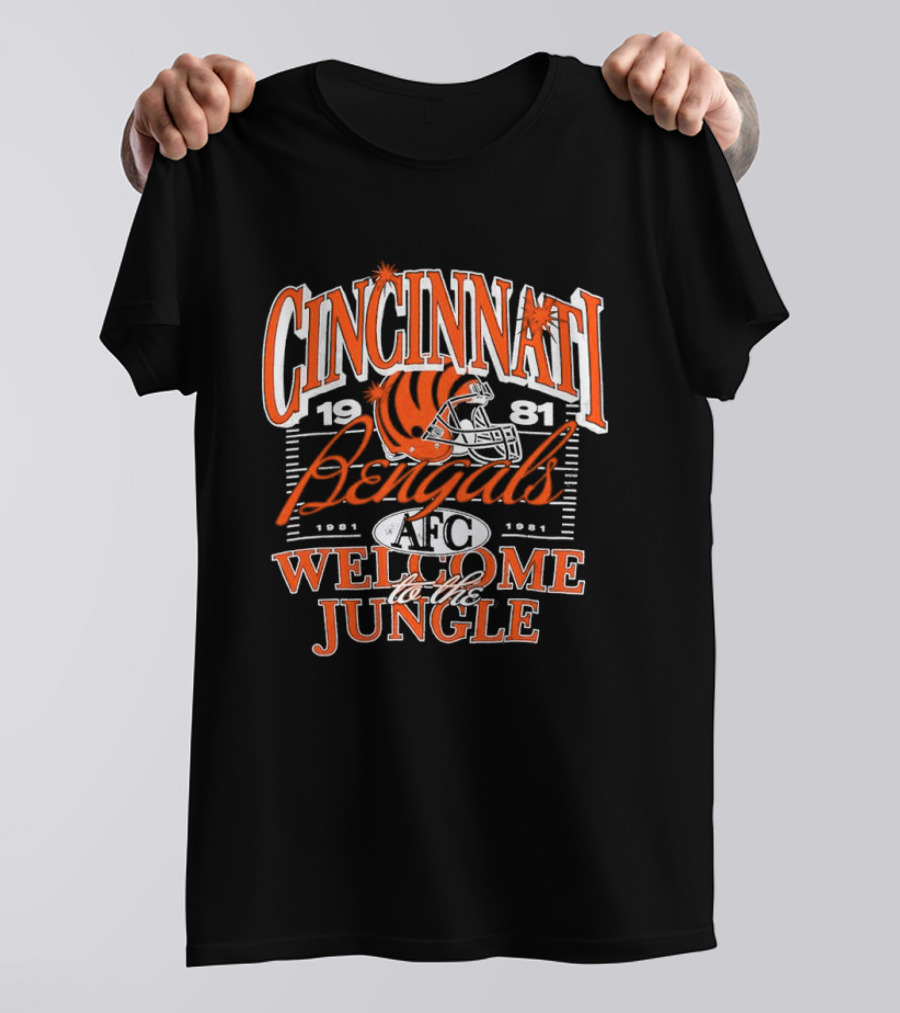 Cincinnati Bengals 1981 Welcome To The Jungle AFC Helmet T-Shirt