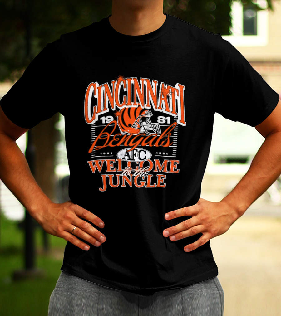 Cincinnati Bengals 1981 Welcome To The Jungle AFC Helmet T-Shirt