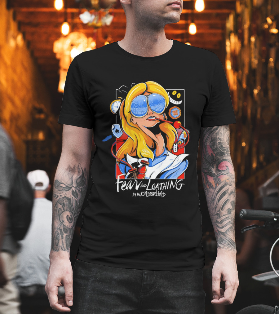 Alice Fear And Loathing In Wonderland Smoking Sunglasses Psychedelic T-Shirt