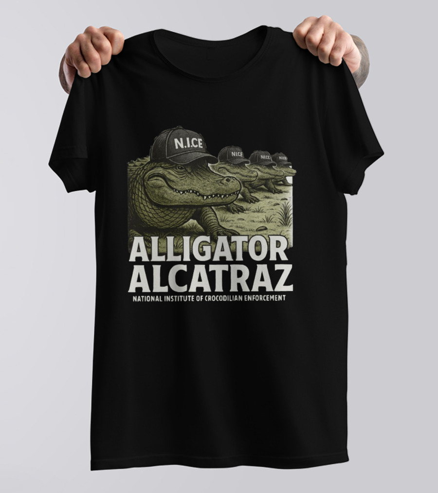 Alligator Alcatraz N.I.C.E. National Institute Of Crocodilian Enforcement T-Shirt