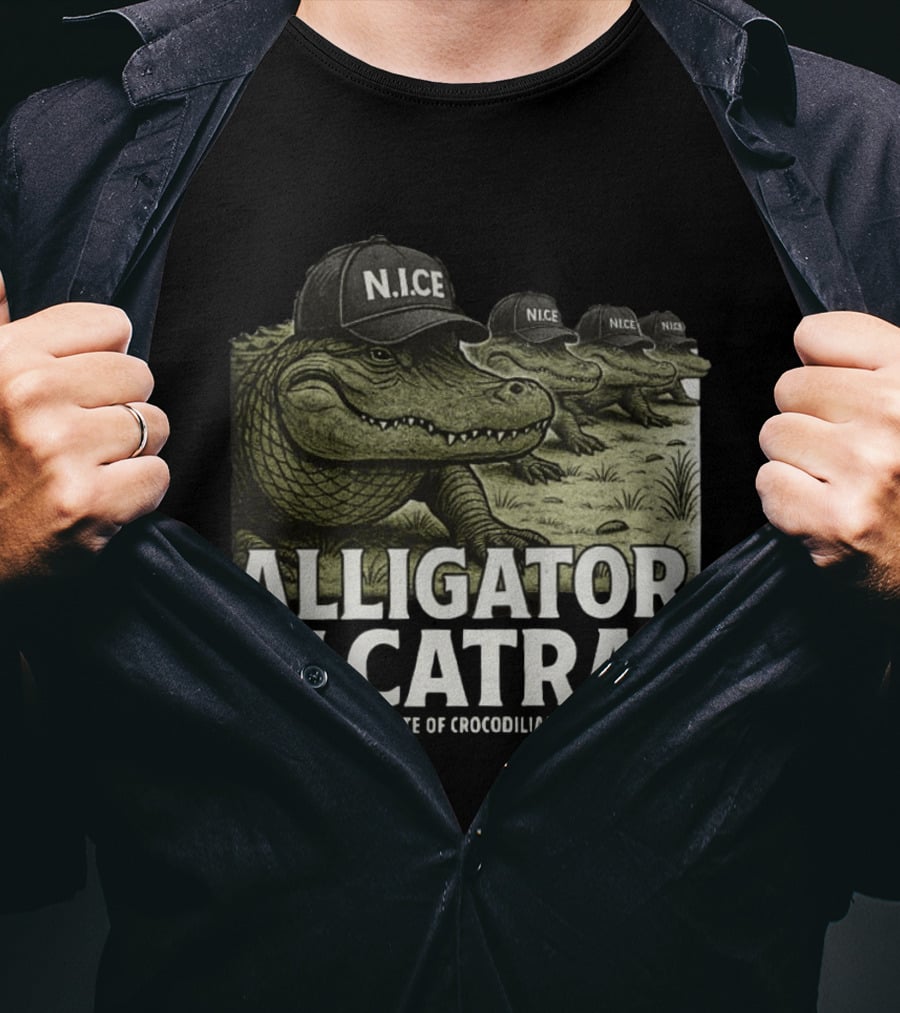 Alligator Alcatraz N.I.C.E. National Institute Of Crocodilian Enforcement T-Shirt