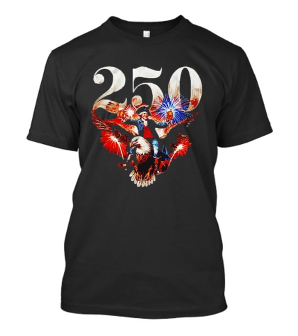 America 250 Ben Franklin Bald Eagle Fireworks T-Shirt