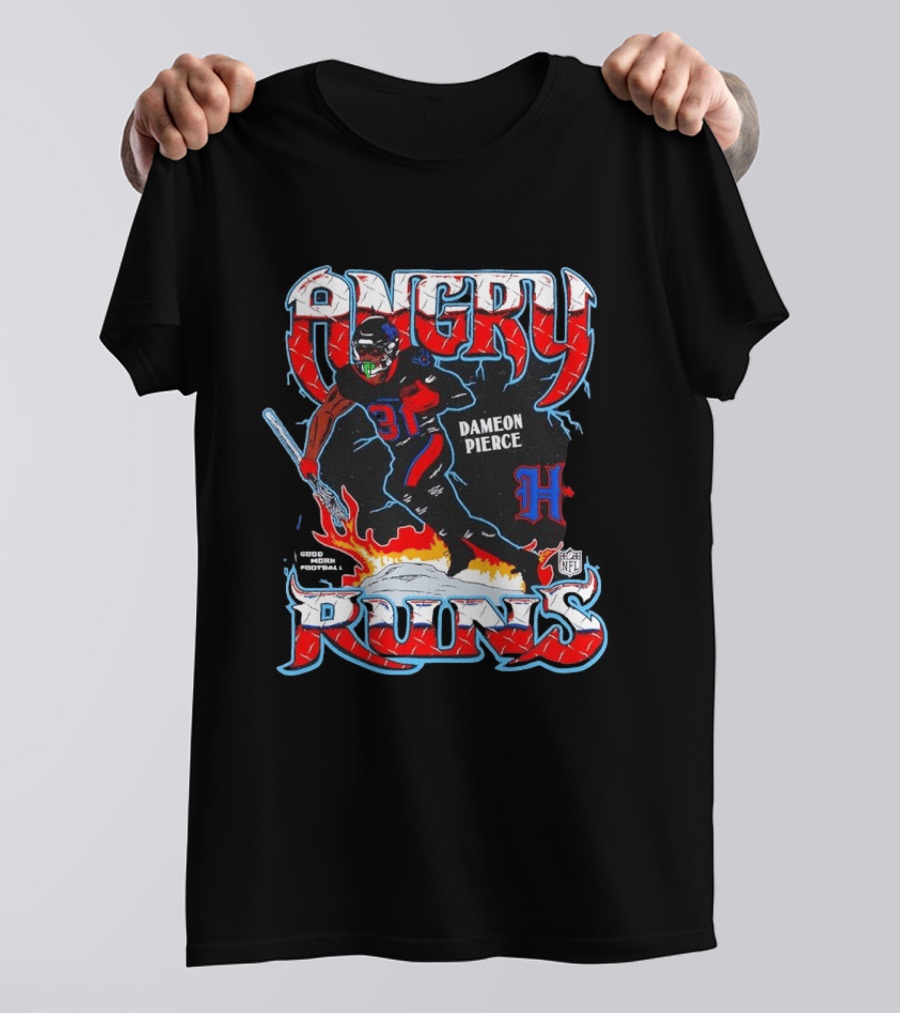 Angry Runs Dameon Pierce Houston Texans NFL 2024 T-Shirt