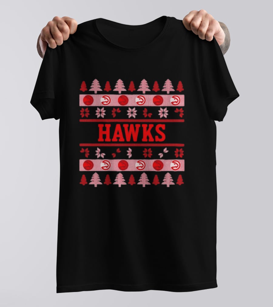 Atlanta Hawks Basketball Holiday Ugly Christmas Sweater T-Shirt