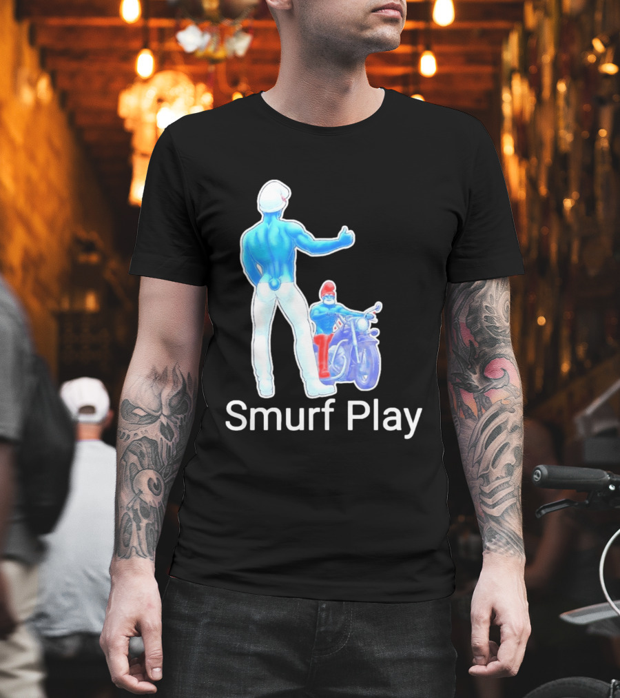 Smurf Play Gay LGBT Biker T-Shirt