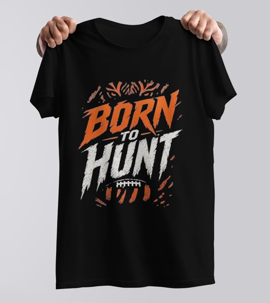 Born To Hunt Tiger Football Ball Print T-Shirt