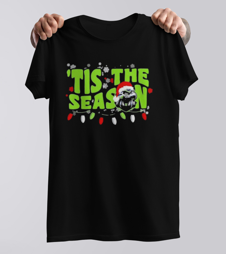 Tis The Season Christmas Seattle Seahawks Football Santa Hat T-Shirt