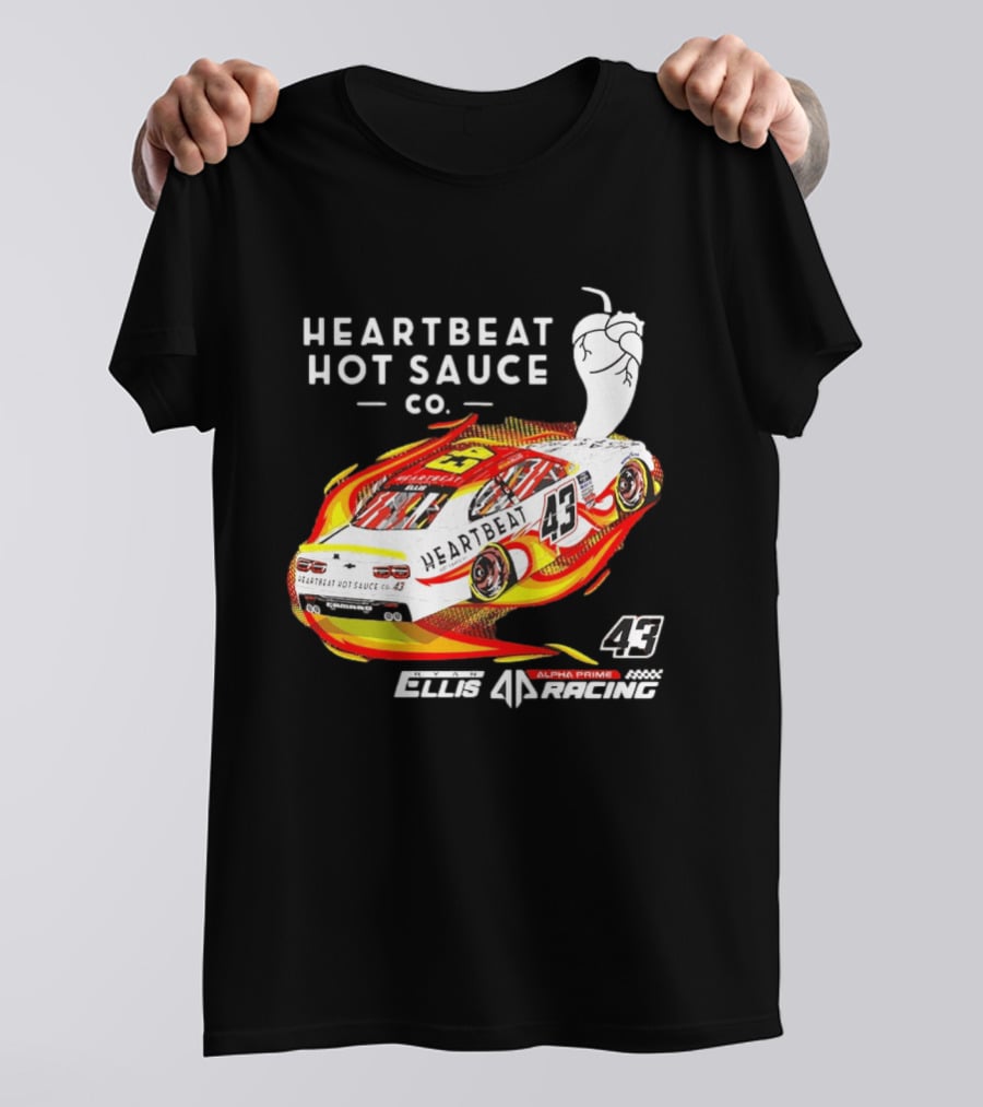 Heartbeat Hot Sauce Co Ryan Ellis 43 Alpha Prime Racing T-Shirt