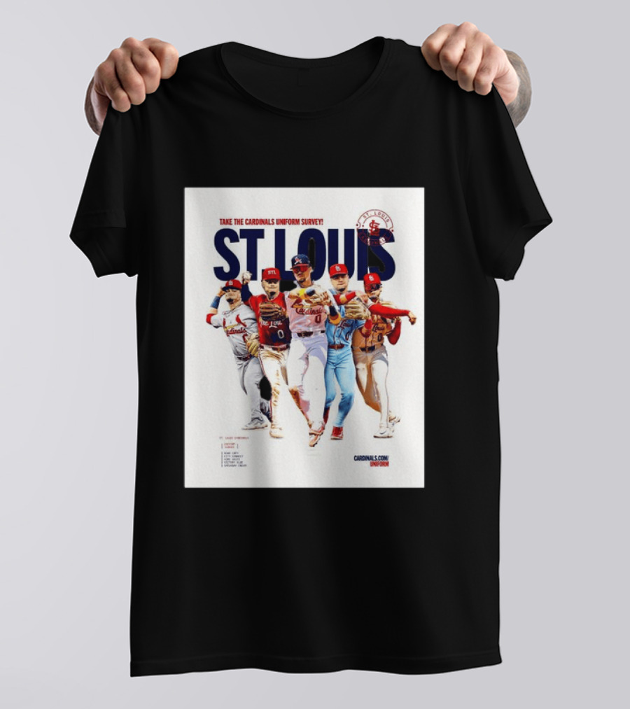 Take The Cardinals Uniform Survey St Louis Historic Baseball Players T-Shirt