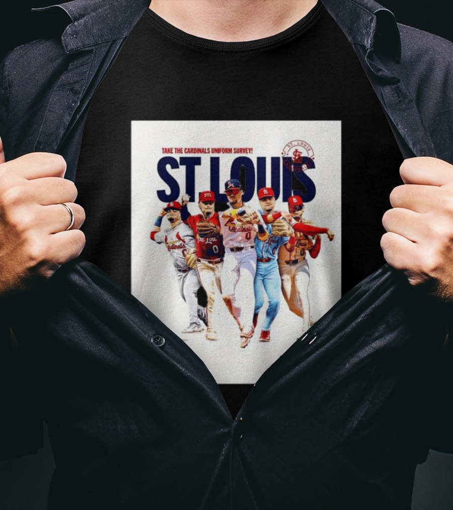 Take The Cardinals Uniform Survey St Louis Historic Baseball Players T-Shirt