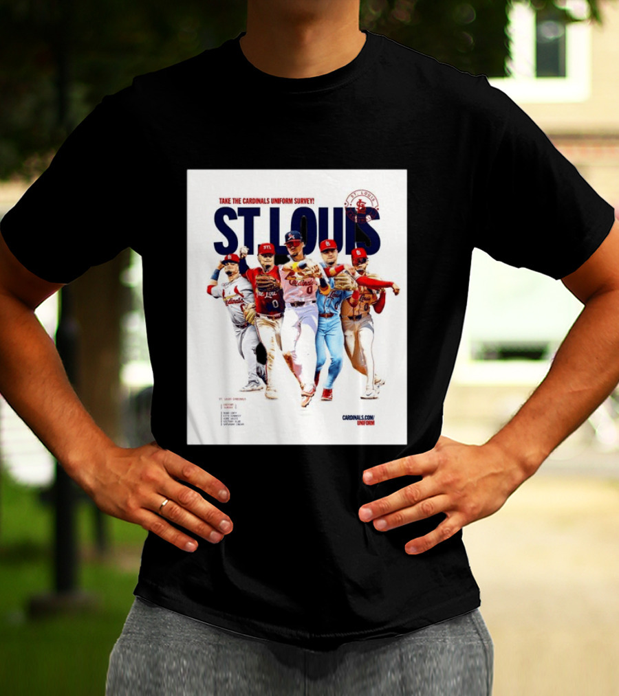Take The Cardinals Uniform Survey St Louis Historic Baseball Players T-Shirt