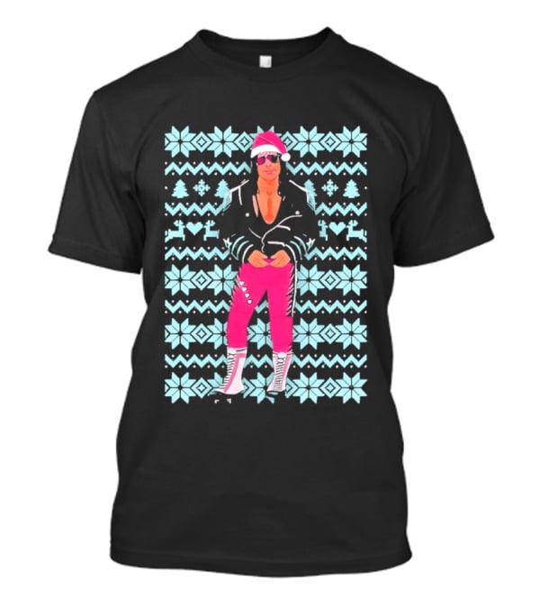 Bret Hart Ugly Christmas Jumper Retro Festive Pink Santa Outfit T-Shirt