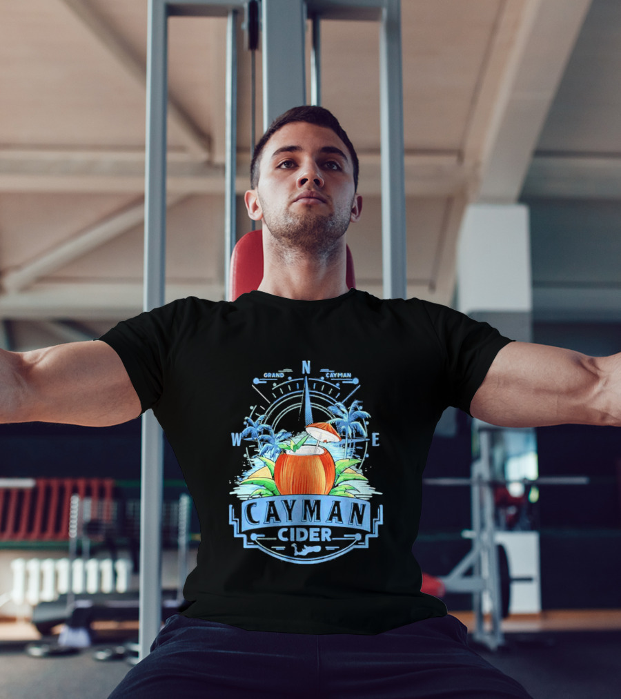 Cayman Cider Tropical Compass Palm Trees Beverage T-Shirt