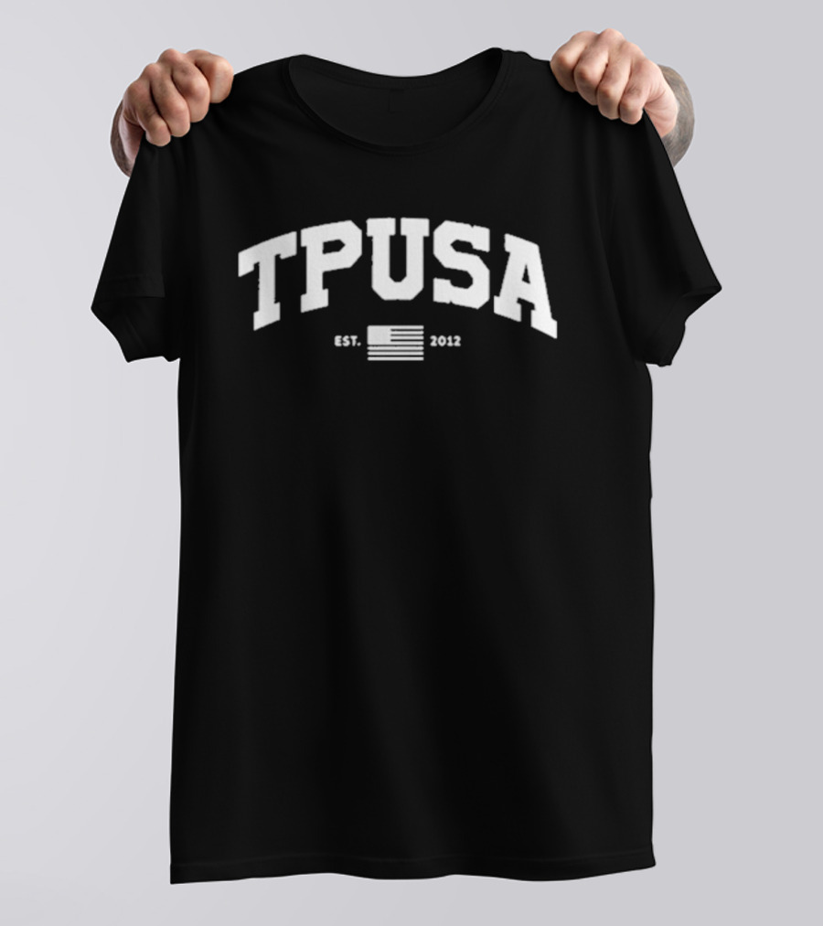 TPUSA Established 2012 Collegiate Style With Flag T-Shirt