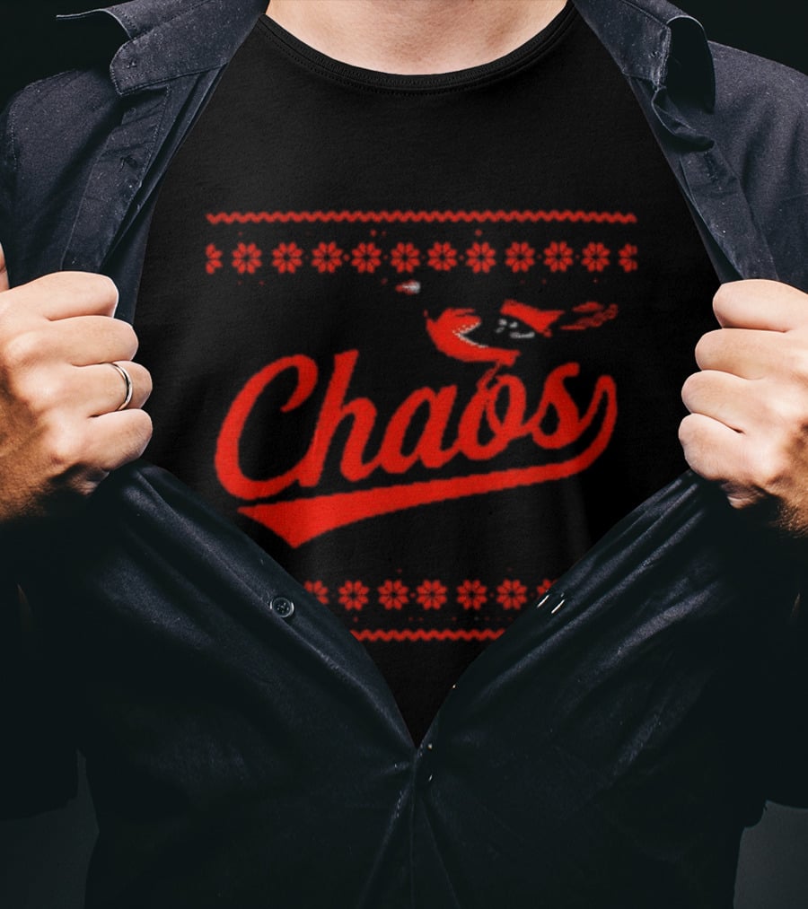 Chaos In Baltimore Orioles Ugly Christmas Sweater T-Shirt
