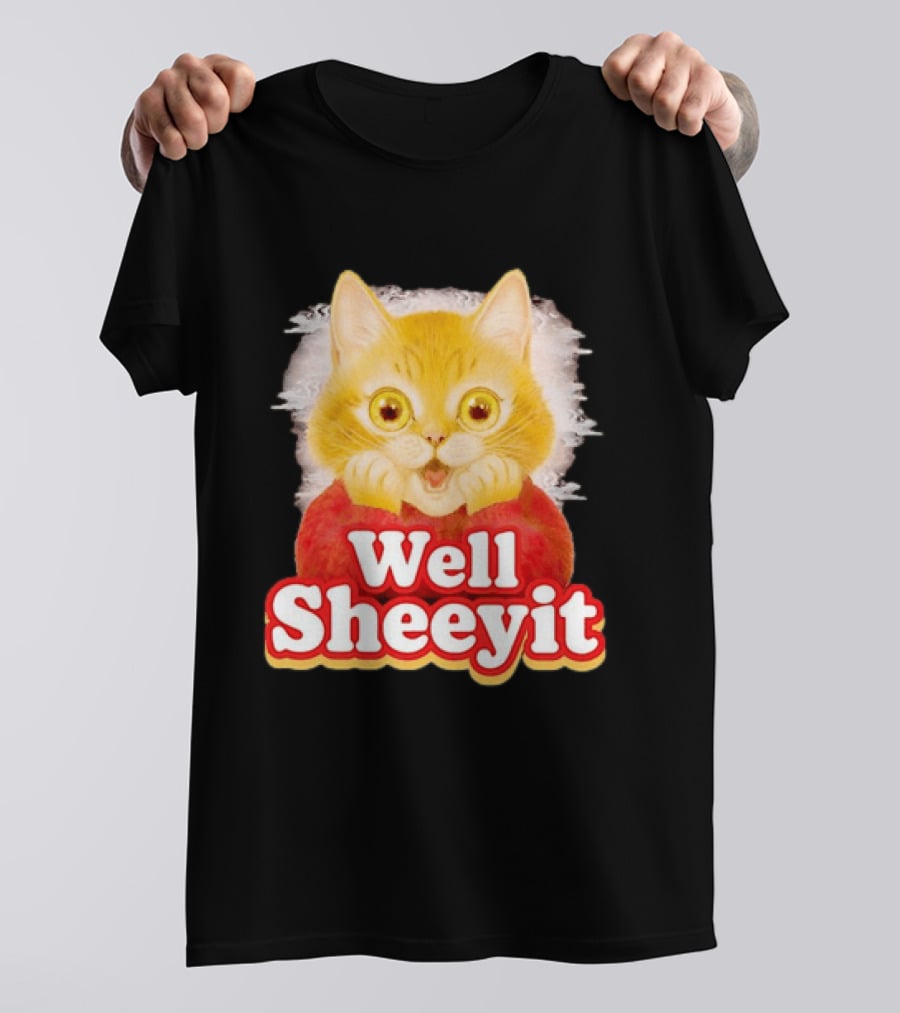 Well Sheeyit Surprised Orange Cat Humor T-Shirt