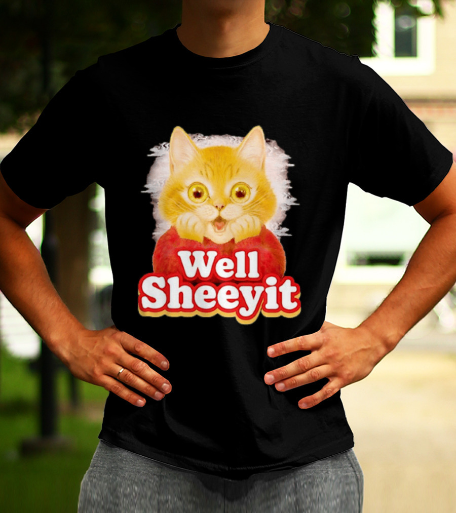 Well Sheeyit Surprised Orange Cat Humor T-Shirt