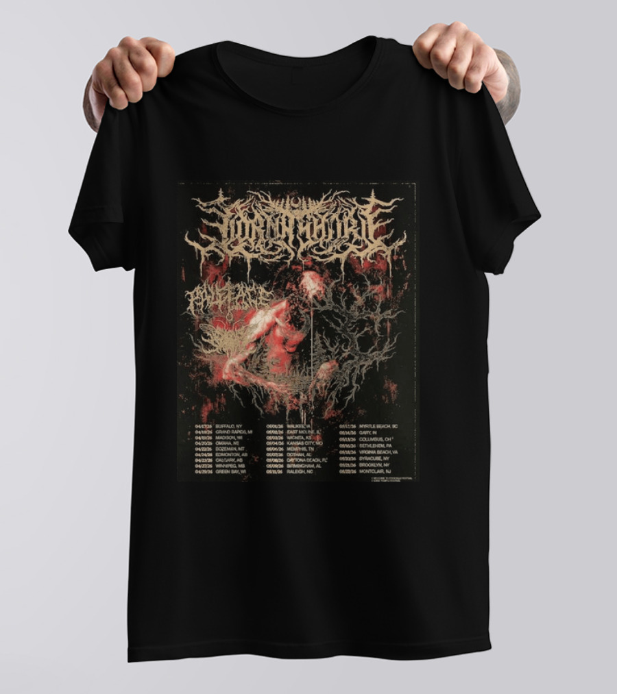 Lorna Shore North America 2026 Tour Dates Featuring Paleface Swiss And Sign Of The Swarm Band Schedule T-Shirt