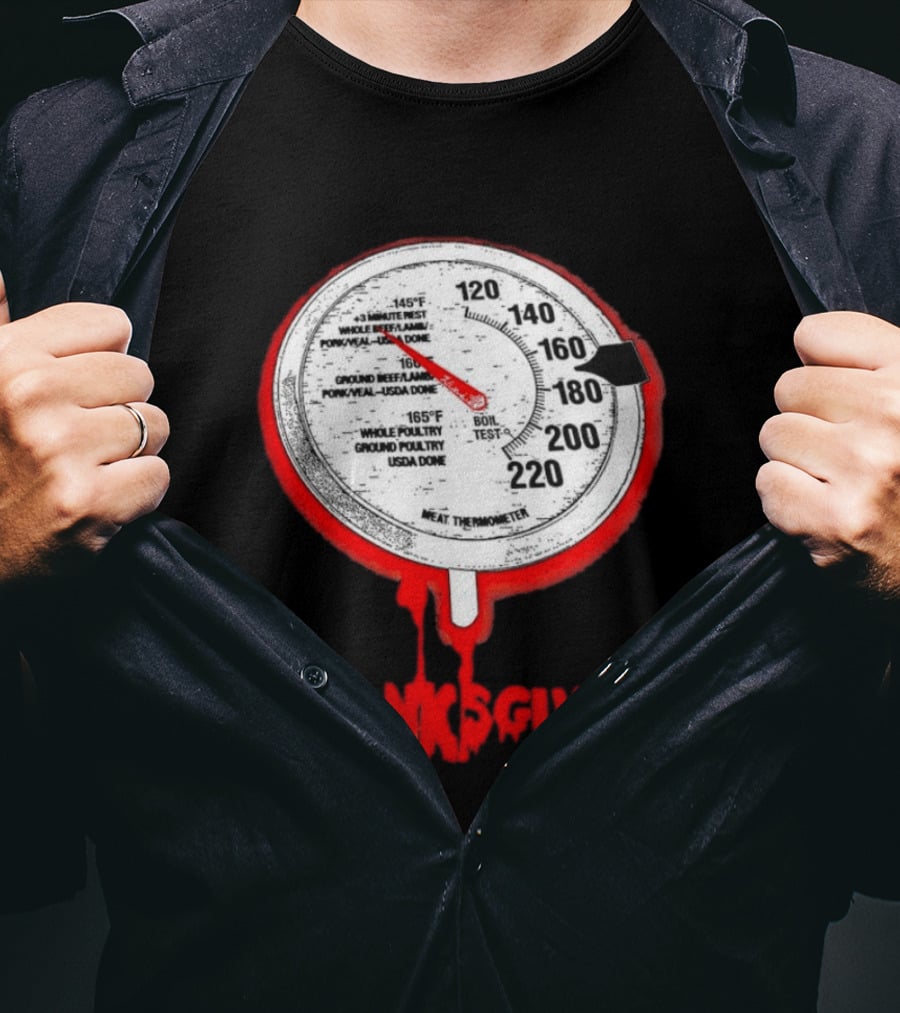 Thanksgiving Meat Thermometer Creepy Design With Blood Red Dripping Effect T-Shirt
