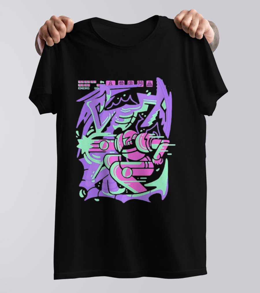 Metroid Space Pirate Skirmish Neon Glitch T-Shirt
